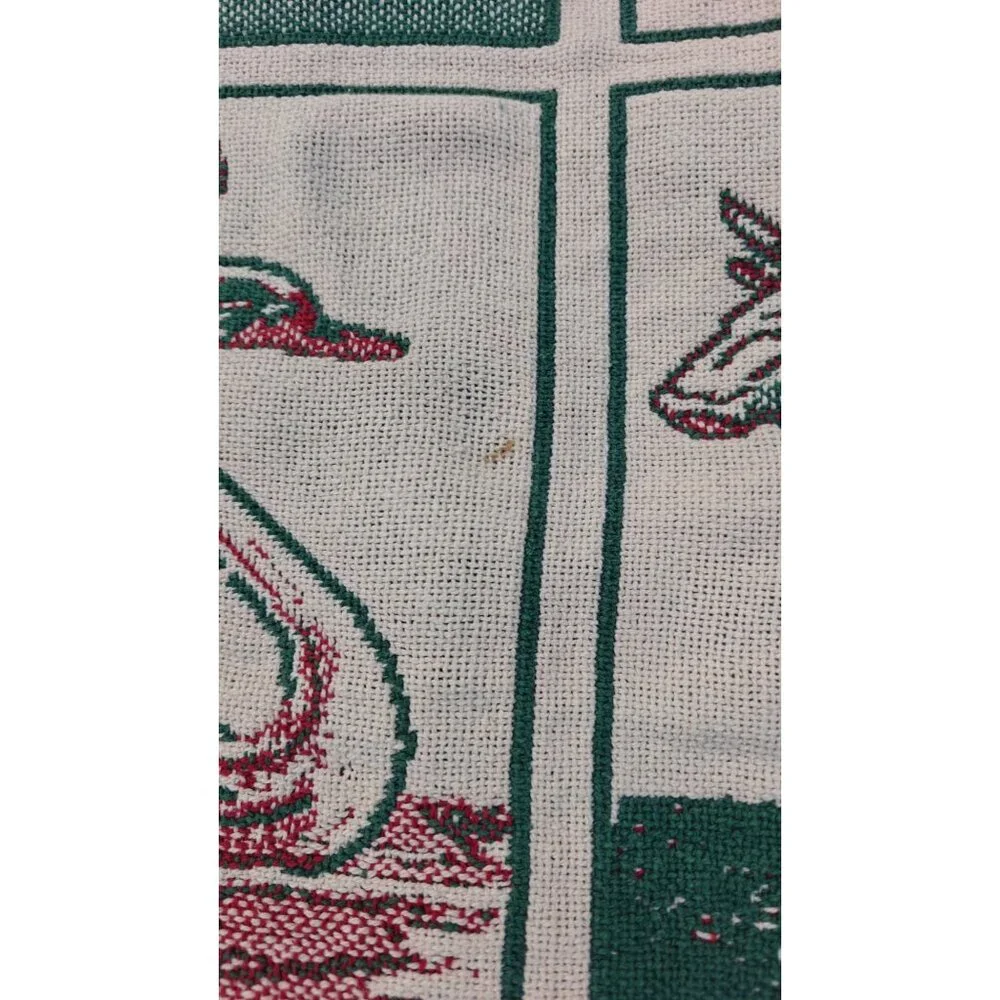 Vintage Twelve Days Of Christmas Woven Tapestry Fringe Throw Blanket